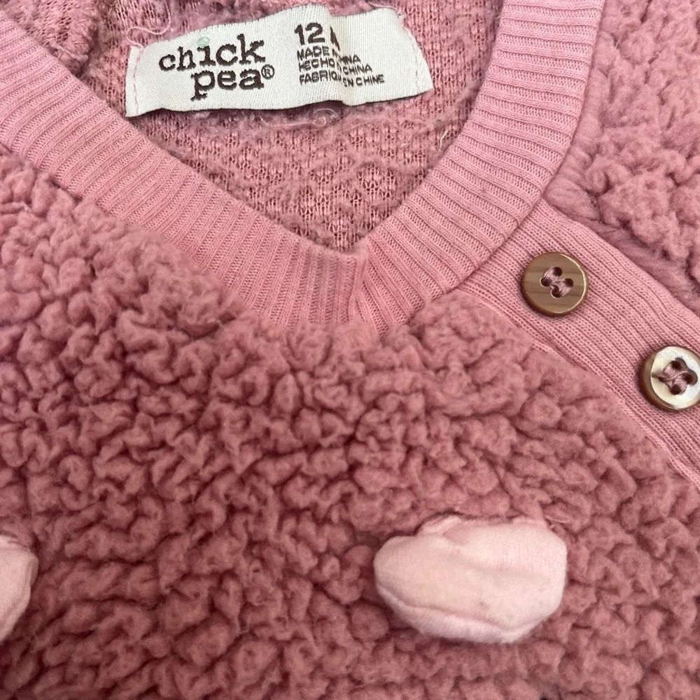 Chick pea Pink Infant girl sweater with headband. Size:12M. Condition: Good.